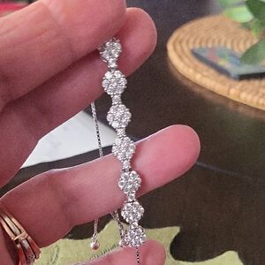 Beautiful Simulated Flower Diamond Slider Bracelet